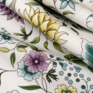 CLARENCE HOUSE Broceliande Floral Botanical Cotton Fabric 10 Yards Aqua Violette